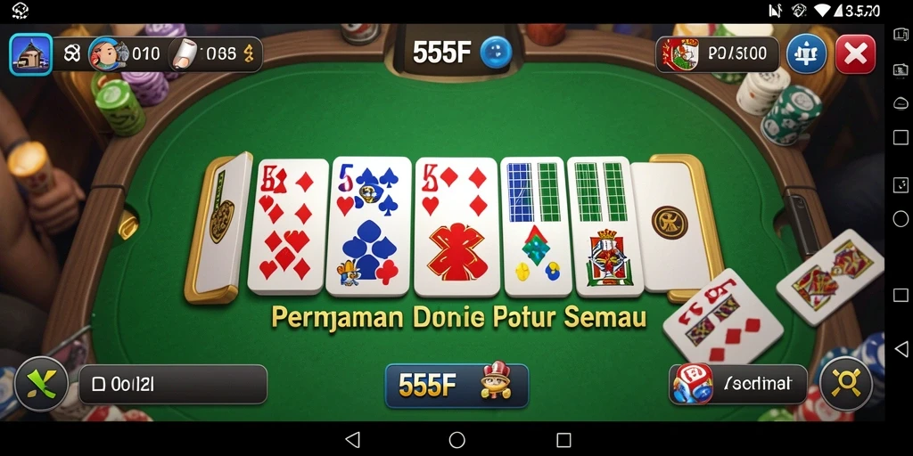 Screenshot gameplay 555F yang menampilkan keseruan bermain Domino.