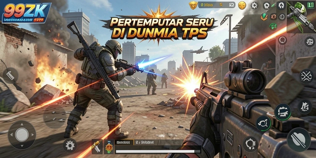 Tangkapan layar utama dari gameplay TPS yang mendebarkan di 99ZK.