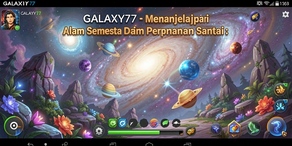Screenshot gameplay GALAXY77 menampilkan momen eksplorasi luar angkasa yang menakjubkan.