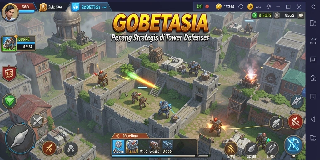 Tampilan gameplay menarik GOBETASIA dalam aksi Tower Defense.