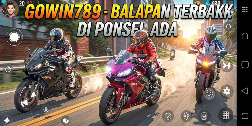 Tangkapan layar GOWIN789 menampilkan aksi balapan motor yang mendebarkan.