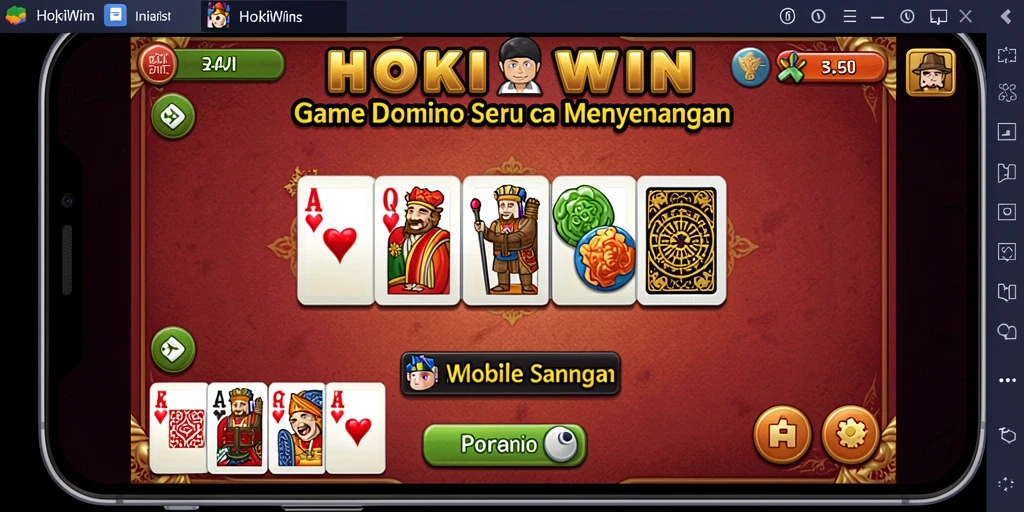 Gameplay seru HOKIWIN yang menampilkan permainan domino.