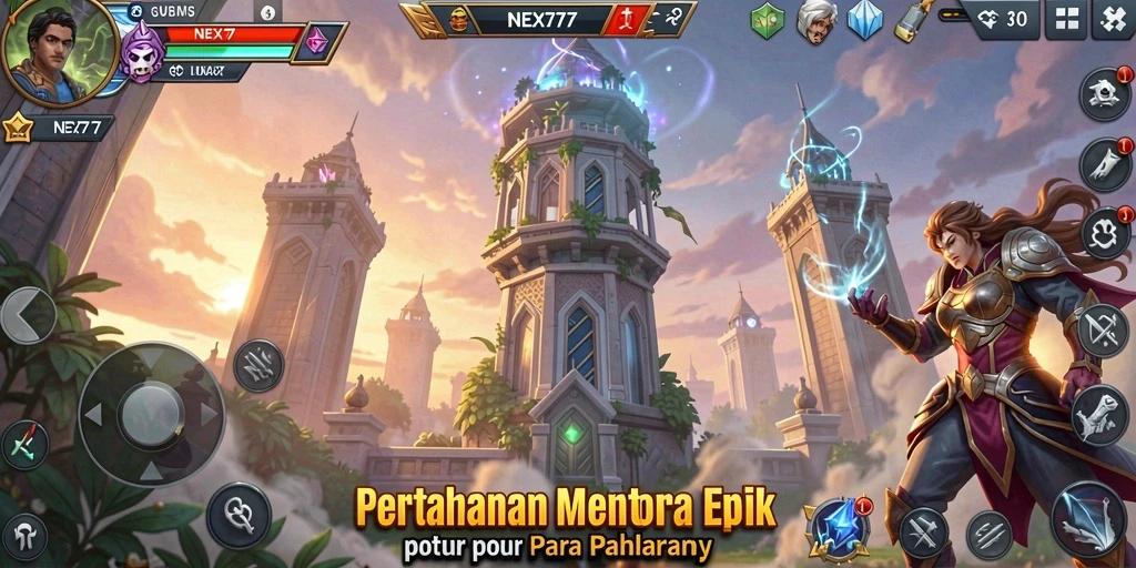 Tampilan gameplay NEX777 yang mendebarkan dalam pertahanan menara.