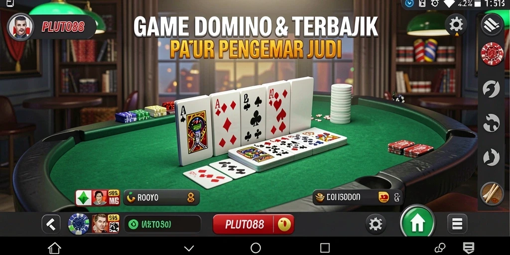 Tampilan utama PLUTO88 dengan gameplay Domino yang menarik.