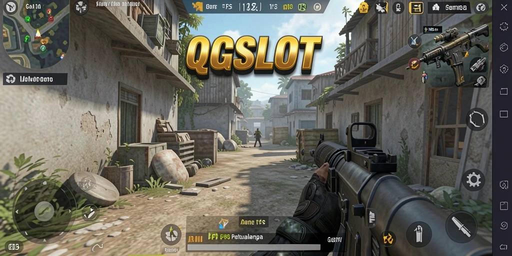 Screenshot gameplay intens dari <strong>QQSLOT</strong>, menampilkan aksi tembak-menembak yang mendebarkan.
