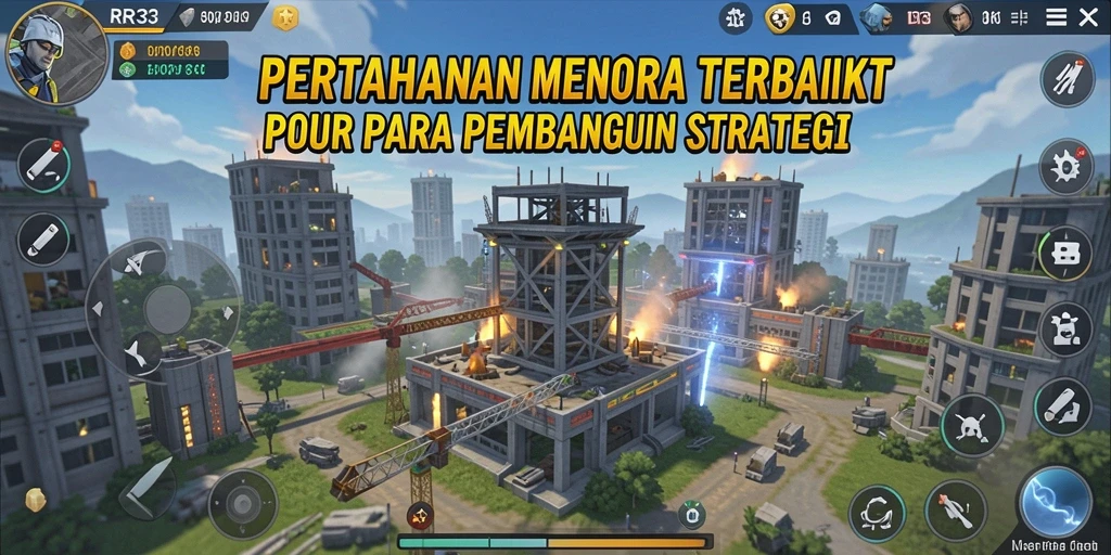 Tampilan gameplay menarik dengan strategi menara pertahanan yang kompleks.