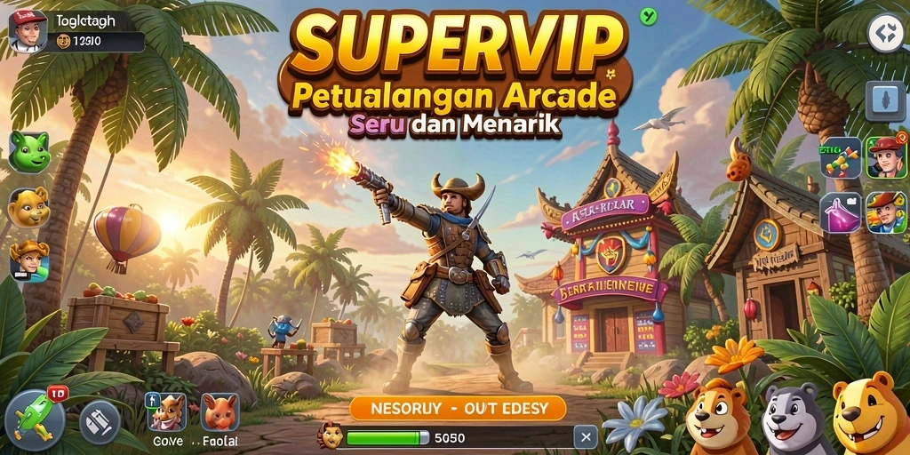 Tangkapan layar dari gameplay SUPERVIP menampilkan aksi seru berbasis Arcade.