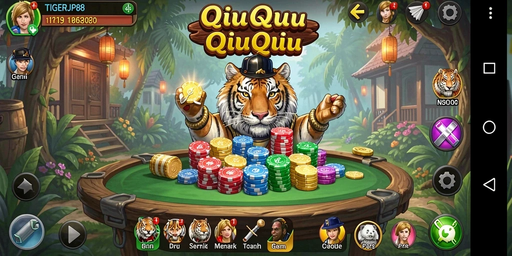 Tampilan gameplay seru dari TIGERJP88 dalam bermain QiuQiu.