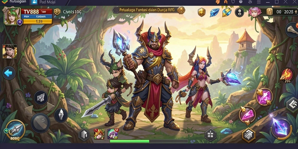 Tampilan gameplay RPG yang memukau dan interaktif di TV888.